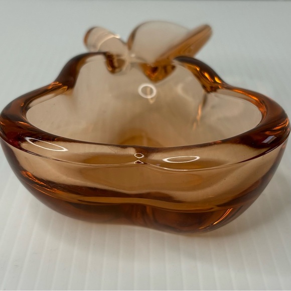 Art Vannes France Crystal Peach Glass Pear Shaped Bowl, Trinket Dish, Ashtray - Picture 2 of 9